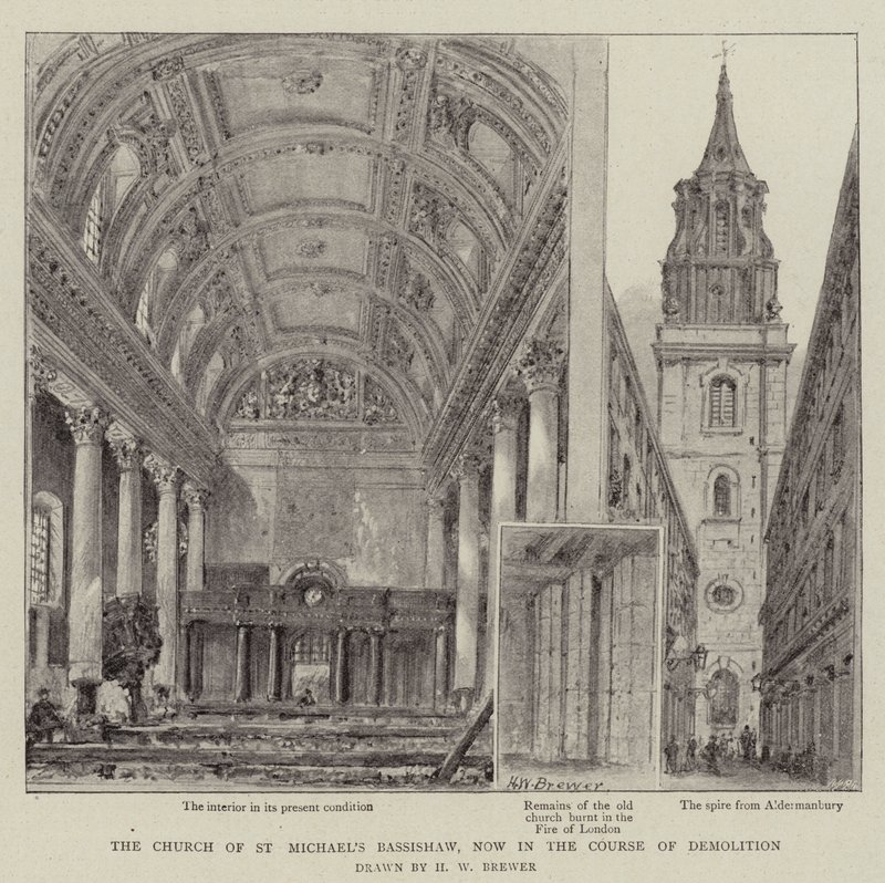 A Igreja do Bassishaw de São Miguel, agora no Curso de Demolição de Henry William Brewer