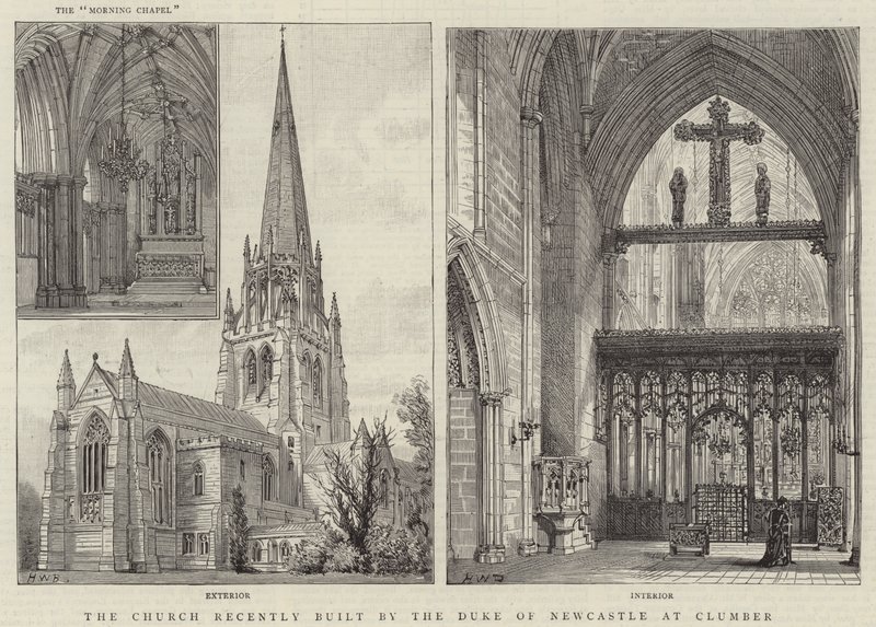 A Igreja recentemente construída pelo Duque de Newcastle em Clumber de Henry William Brewer
