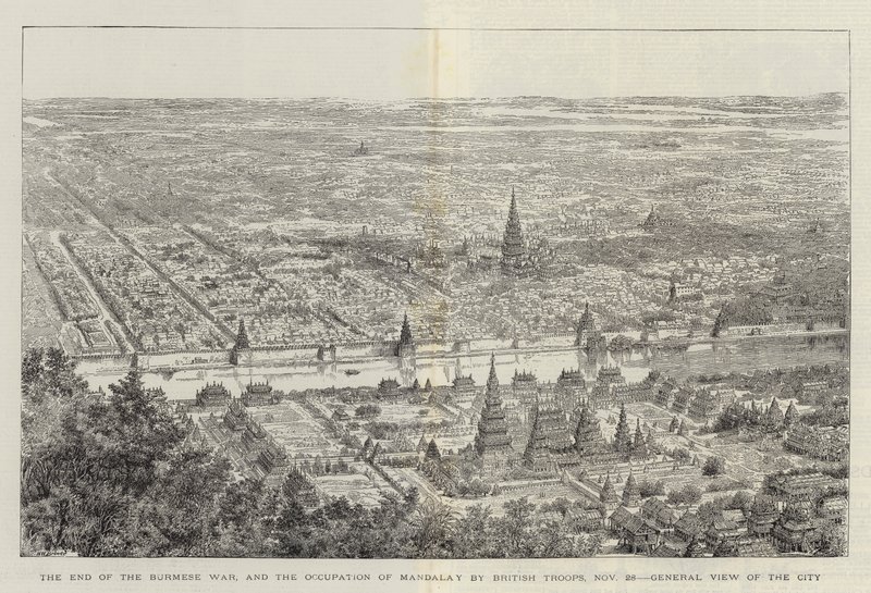 O fim da guerra birmanesa e a ocupação de Mandalay pelas tropas britânicas, 28 de novembro, visão geral da cidade de Henry William Brewer