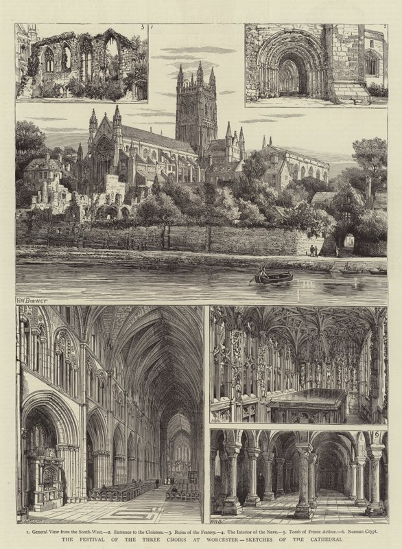 O Festival dos Três Coros em Worcester, Sketches of the Cathedral de Henry William Brewer