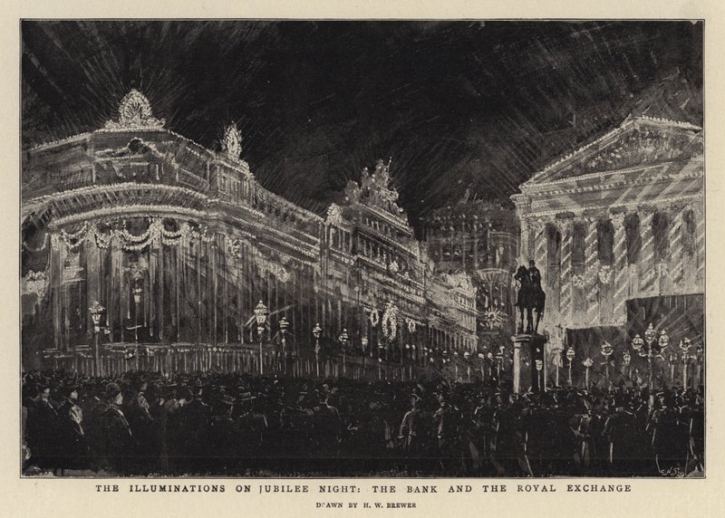 As Iluminações na Noite do Jubileu, o Banco e o Royal Exchange de Henry William Brewer