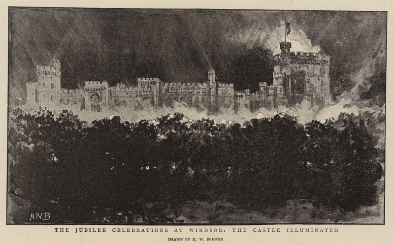 As celebrações do jubileu em Windsor, o castelo iluminado de Henry William Brewer