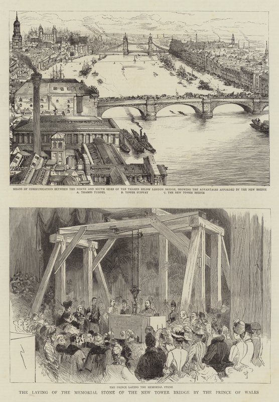 A Colocação da Pedra Memorial da Nova Ponte da Torre pelo Príncipe de Gales de Henry William Brewer