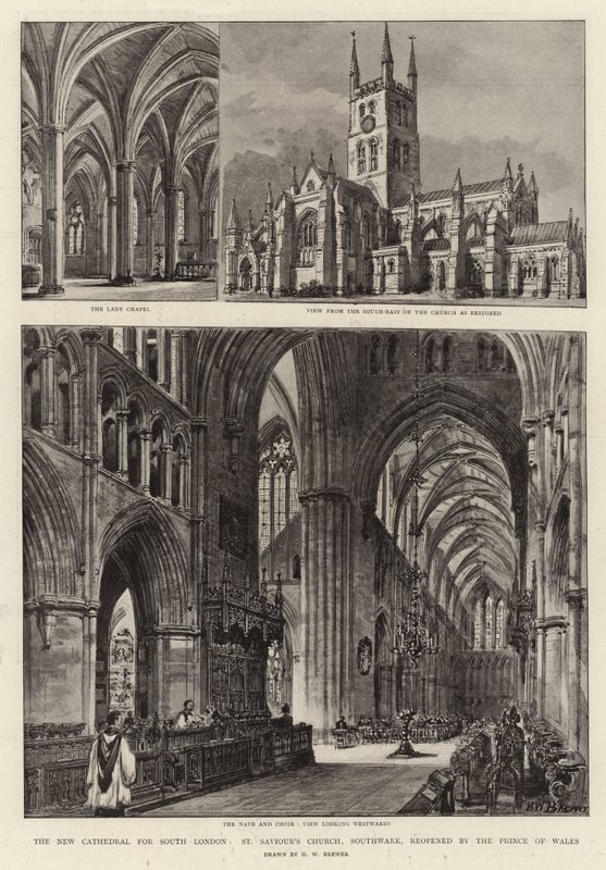 A Nova Catedral do Sul de Londres, Igreja de São Salvador, Southwark, reinaugurada pelo Príncipe de Gales de Henry William Brewer