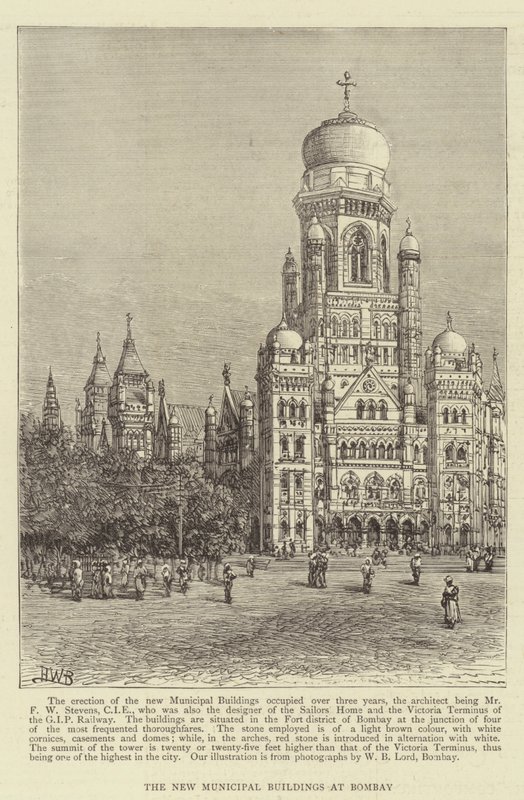 Os novos edifícios municipais em Bombaim de Henry William Brewer