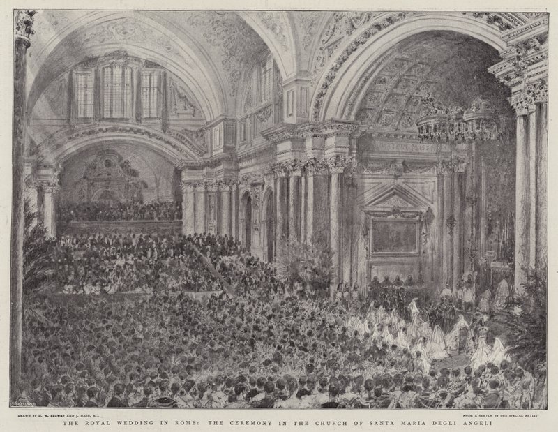 O casamento real em Roma, a cerimônia na Igreja de Santa Maria Degli Angeli de Henry William Brewer