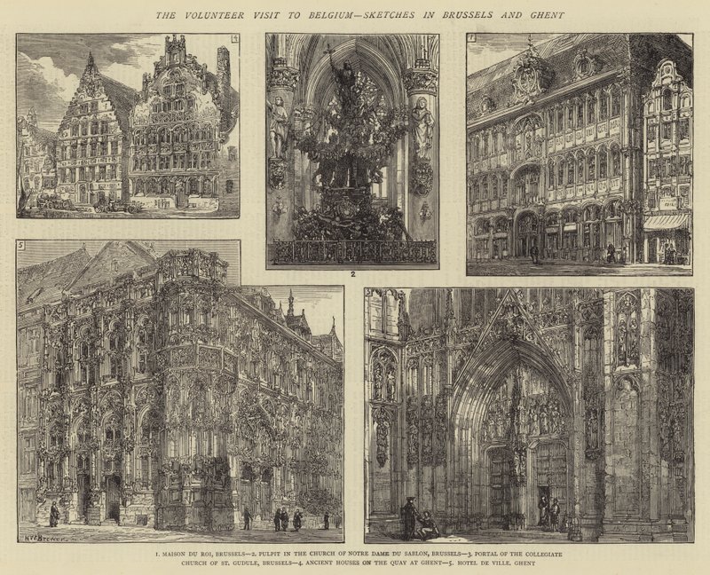 A visita voluntária à Bélgica, Sketches in Brussels and Ghent de Henry William Brewer