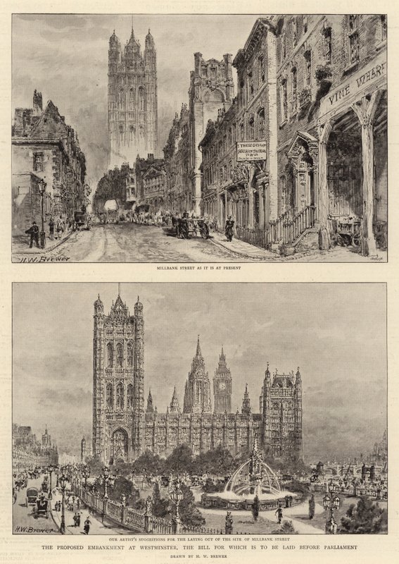 O aterro proposto em Westminster, o projeto de lei para o qual deve ser colocado perante o Parlamento de Henry William Brewer