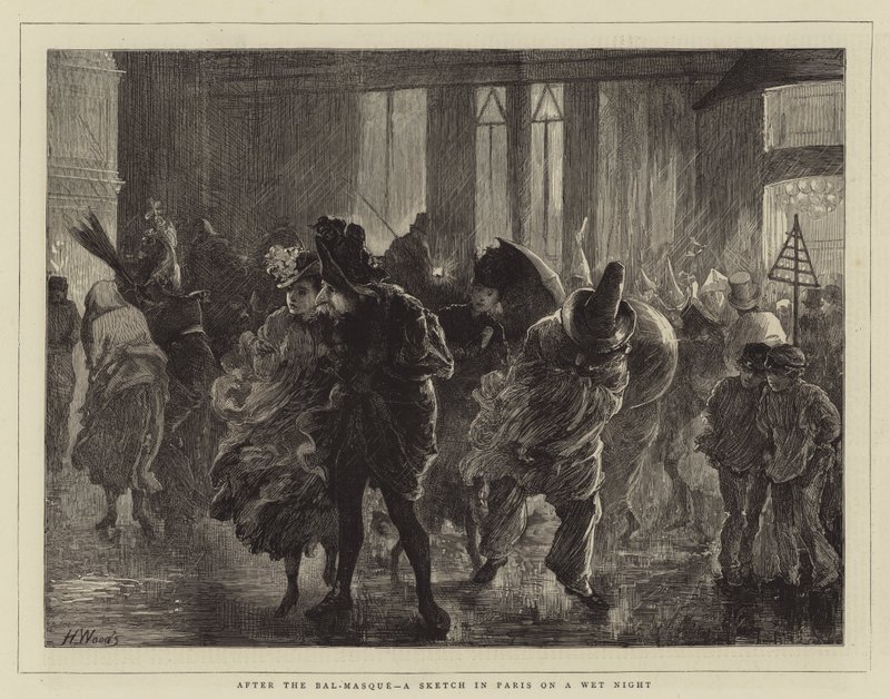 Após o Bal-Masque, um esboço em Paris em uma noite molhada de Henry Woods