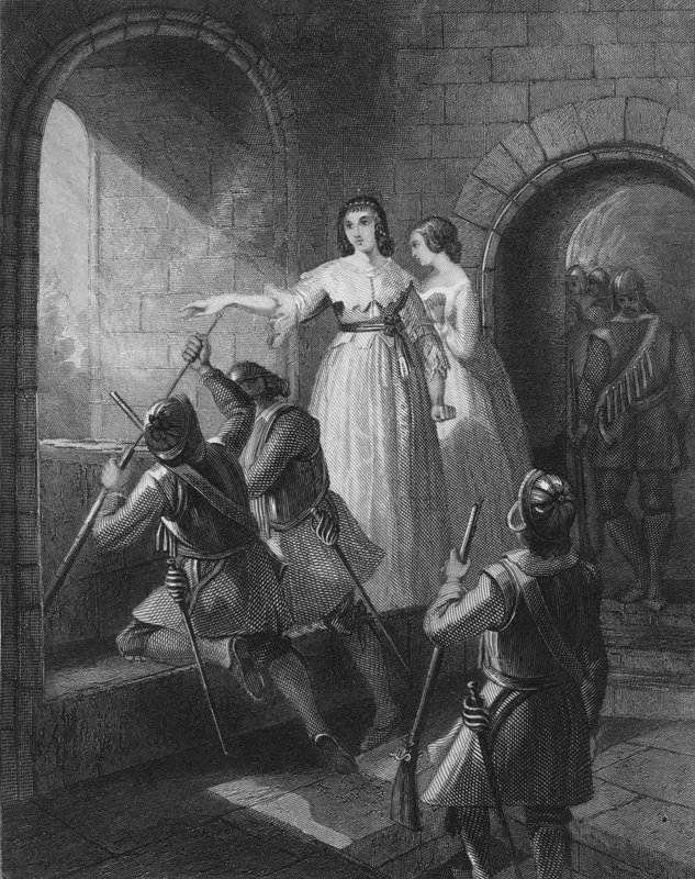 Lettice FitzGerald, 1º Baronesa Offaly, defendendo seu castelo do ataque dos rebeldes na Grande Rebelião Irlandesa de 1642 de Henry after Warren