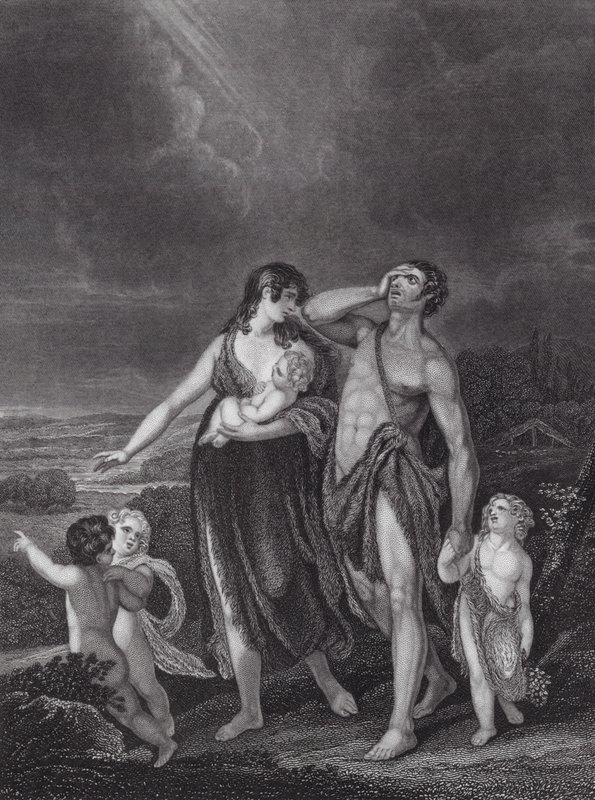 A partida de Caim, Génesis, cap. 4, v. 16 (gravura) de Henry (after) Singleton