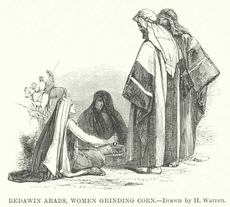 Árabes beduínos, Mulheres moendo milho (gravura) de Henry (after) Warren