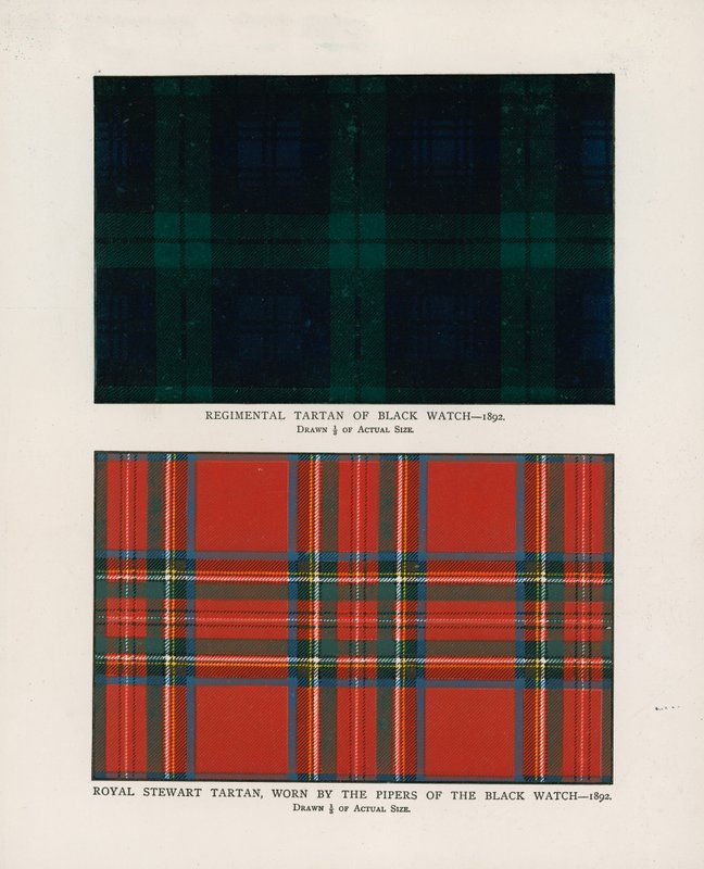 42nd Highlanders Reais O Relógio Negro. Tartans regimentais (cromolitho) de Henry A. Payne