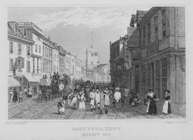 Dia de mercado, Dartford, Kent (gravura) de Henry Adlard