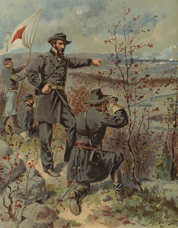 General Sherman na Kenesaw Mountain, Geórgia, Guerra Civil Americana, 4 de outubro de 1864 (chromolitho) de Henry Alexander (after) Ogden