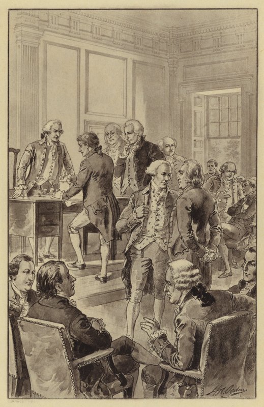 Assinatura da Declaração de Independência, 4 de Julho de 1776 (litho) de Henry Alexander (after) Ogden