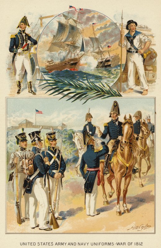 United States Army and Navy Uniforms, War of 1812 (cor litho) de Henry Alexander (after) Ogden