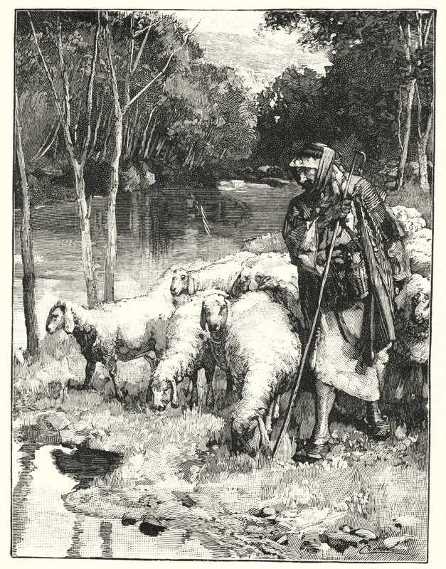 Um pastor e seu rebanho no Anti-Líbano (litho) de Henry Andrew Harper