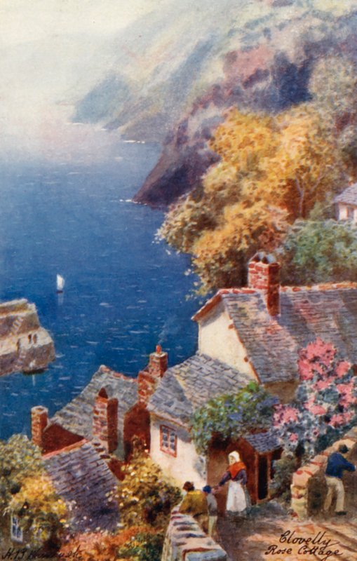 Rose Cottage, Clovelly (litografia a cores) de Henry B. (after) Wimbush