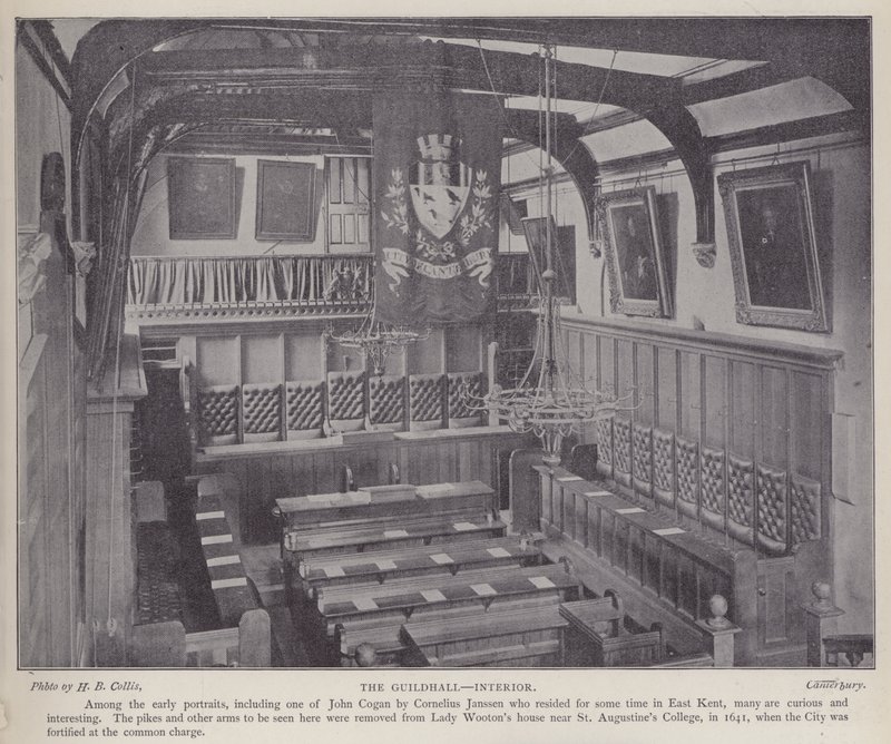 Interior do Guildhall, Canterbury, Kent (foto a p/b) de Henry Beauchamp Collis