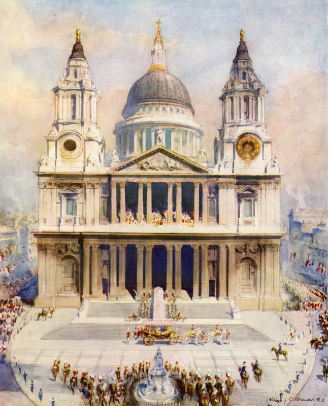 Catedral de São Paulo, Londres, local do serviço de oração e ação de graças no Jubileu de Prata do Rei George V de Henry Charles Brewer
