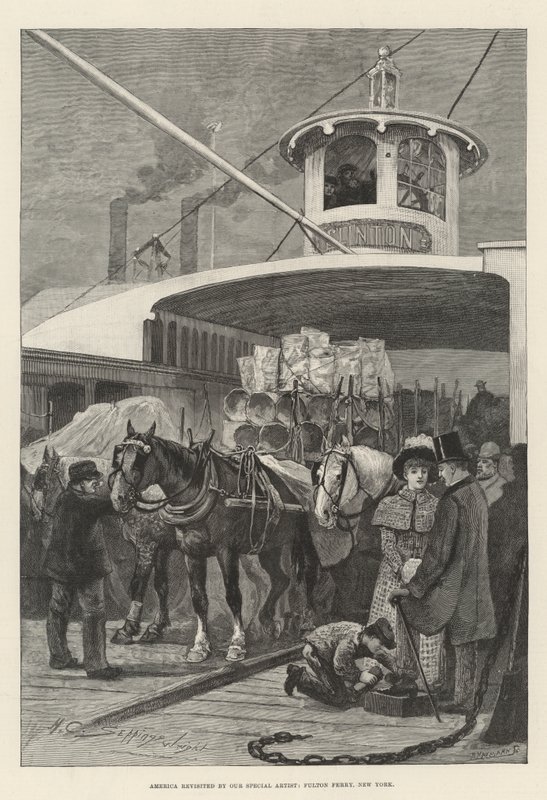 América revisitada por nosso artista especial, Fulton Ferry, Nova York de Henry Charles Seppings Wright
