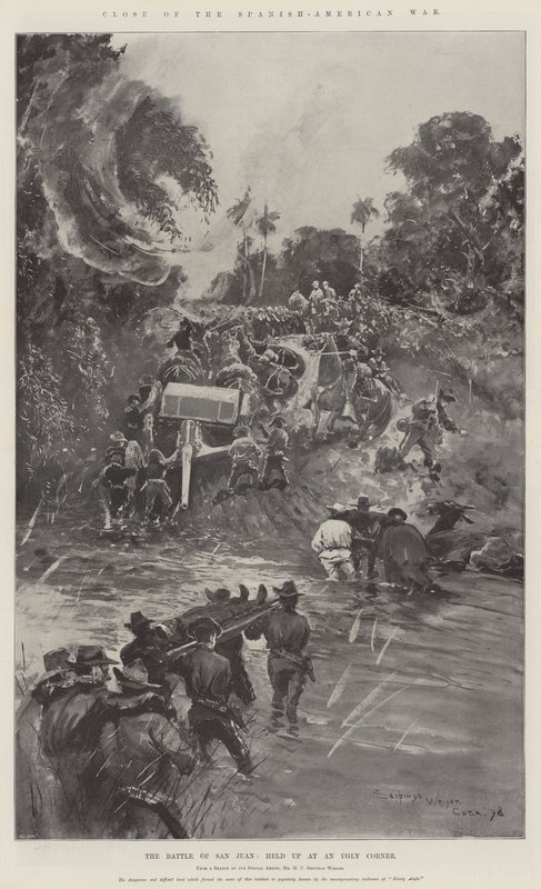 Perto da guerra hispano-americana, a batalha de San Juan, realizada em um canto feio de Henry Charles Seppings Wright