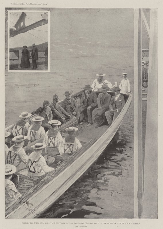 Cronje, sua Esposa, Filho e Cajado transmitiram para o Transporte Milwaukee no Cortador Armado da HMS Doris de Henry Charles Seppings Wright