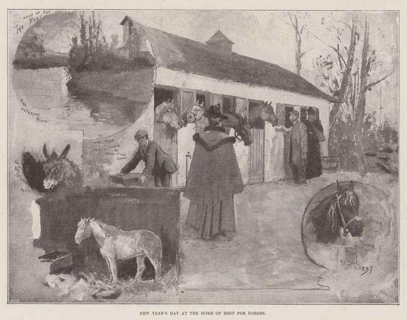 Dia de Ano Novo na Casa do Descanso para Cavalos de Henry Charles Seppings Wright