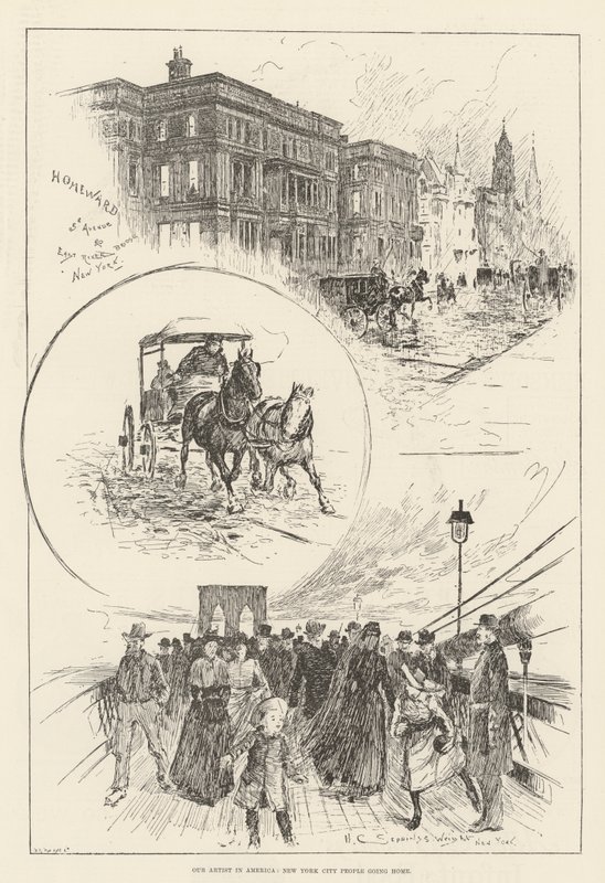 Nosso Artista na América, as pessoas de Nova York indo para casa de Henry Charles Seppings Wright