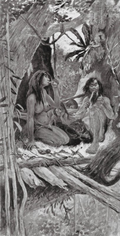 Habitantes das árvores chinesas pré-históricas (litografia) de Henry Charles Seppings Wright