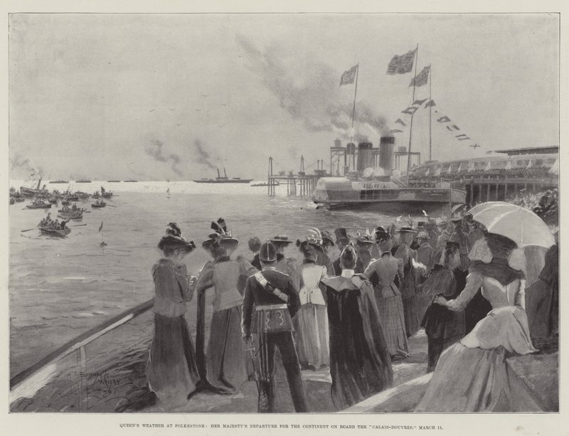 Tempo da Rainha em Folkestone, Partida de Sua Majestade para o Continente a Bordo de Calais-Douvres, 11 de março de Henry Charles Seppings Wright