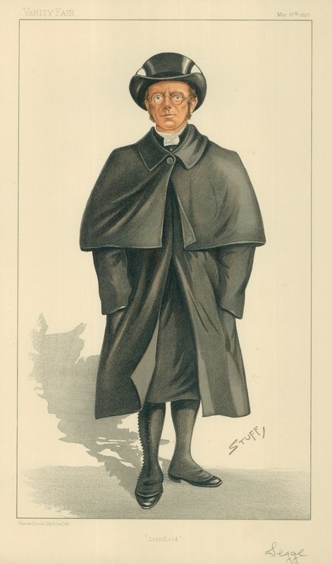 O Bispo de Lichfield, Lichfield, 27 de maio de 1897, desenho animado da Vanity Fair de Henry Charles Seppings Wright