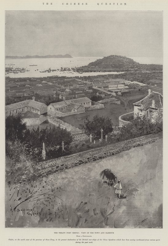 A Questão Chinesa, o Tratado Port Chefoo, Vista da Cidade e Porto de Henry Charles Seppings Wright