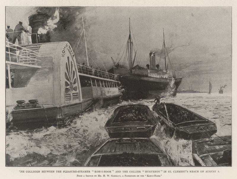 A Colisão entre o Navio de Prazer Koh-i-Noor e o Collier Huguenot em St. Clement&39;s Reach em 1º de agosto de Henry Charles Seppings Wright