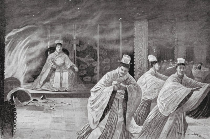 O imperador queima-se no seu palácio (litografia) de Henry Charles Seppings Wright
