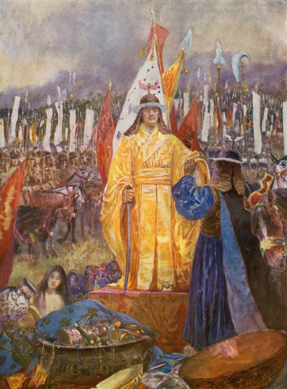 O Grande Marechal proclamado Imperador no Campo de Batalha (litografia a cores) de Henry Charles Seppings Wright