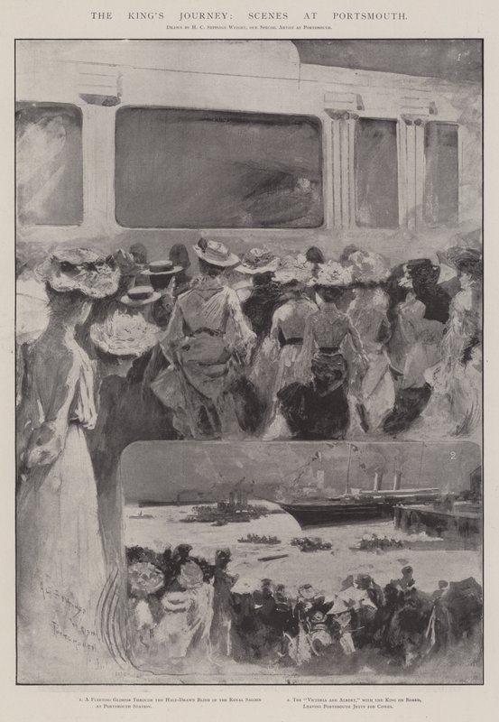 A jornada do rei, cenas em Portsmouth de Henry Charles Seppings Wright