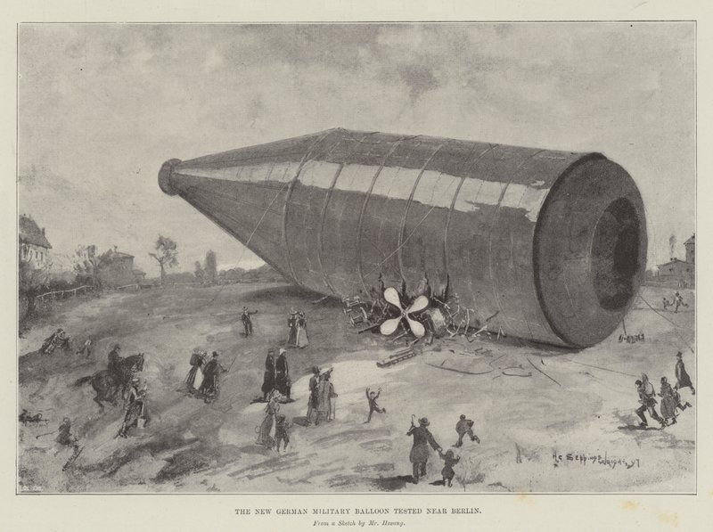 O novo balão militar alemão testado perto de Berlim de Henry Charles Seppings Wright
