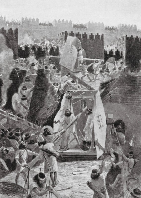 Os persas a invadir a cidadela da Babilónia (litografia) de Henry Charles Seppings Wright