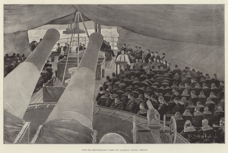 Com a frota mediterrânea de Salônica, serviço dominical de Henry Charles Seppings Wright