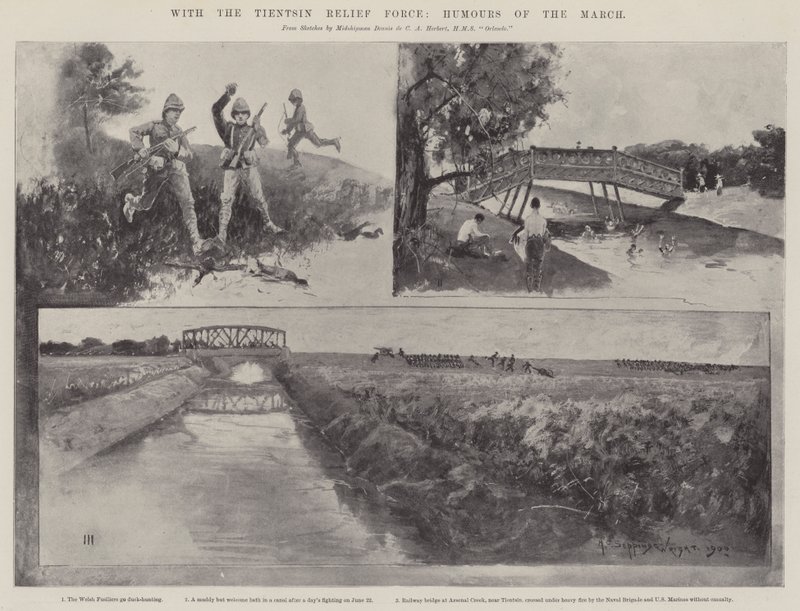 Com a Força de Socorro de Tientsin, Humours of the March de Henry Charles Seppings Wright