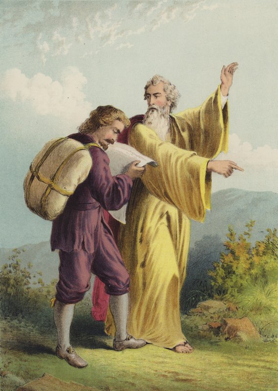 Cristão e Evangelista (cromolito) de Henry Courtney Selous