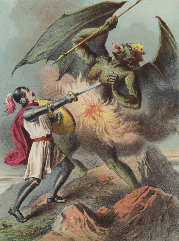 Cristão mata Appolyon (chromolitho) de Henry Courtney Selous