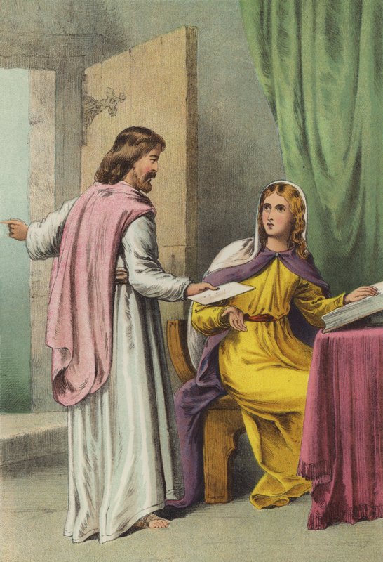 Christiana recebe a mensagem (chromolitho) de Henry Courtney Selous