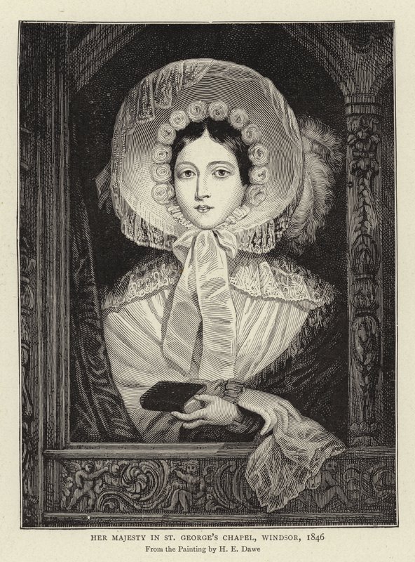 Sua Majestade na Capela de São Jorge, Windsor, 1846 de Henry Dawe