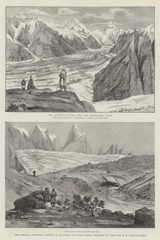 A paisagem da montanha do Himalaya de Baltistan, ou pouco Thibet de Henry Haversham Godwin Austen