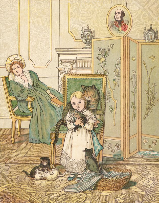 A princesa e os seus gatinhos (cor litho) de Henry Hetherington Emmerson