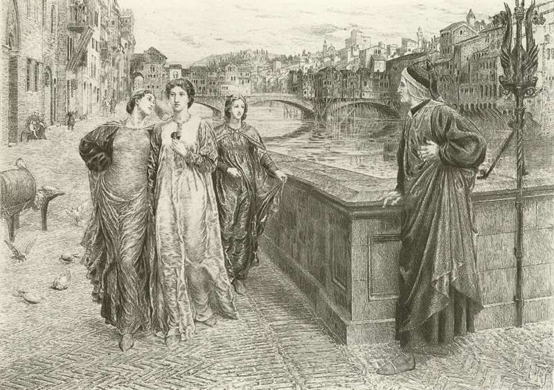 A primeira reunião de Dante e Beatrice (gravura) de Henry Holiday