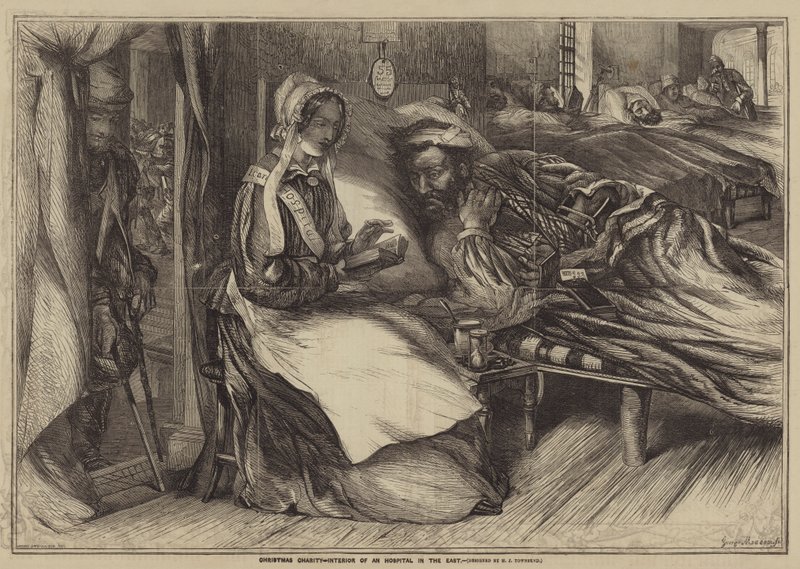 Caridade de Natal, interior de um hospital no Oriente de Henry James Townsend